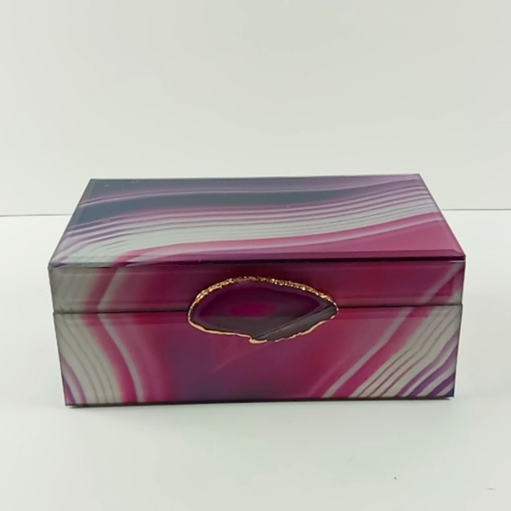LaCasa Bella Art Deco Mirrored Glass Jewelry Box